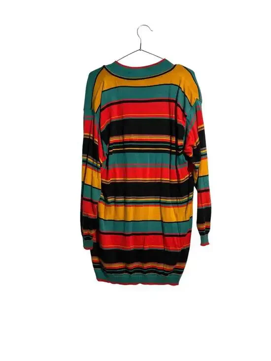 Vintage Carole Little for Saint-Tropez West Striped Cotton Knit Cardigan Sweater - Picture 3 of 6